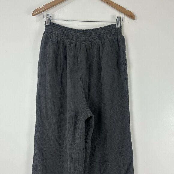 Faherty Dream 100% Organic Cotton Gauze Wide Leg Pants in Washed Black Women's M - Picture 7 of 11